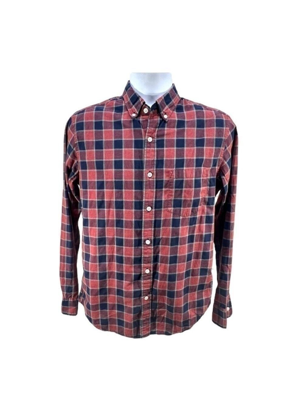 J Crew Men’s Long Sleeves Buttons Down Slim Plaid Heather Cotton Shirt Size M